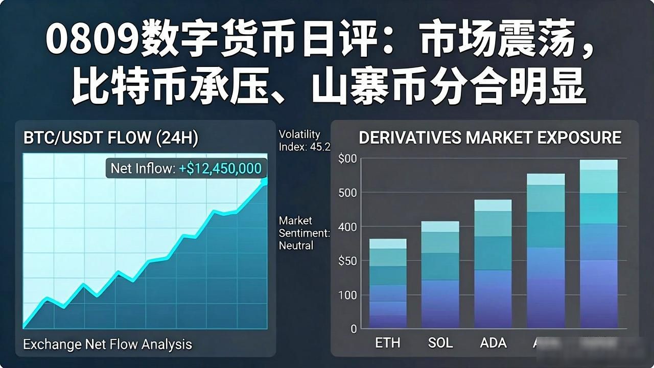 0809数字货币日评：市场震荡，比特币承压，山寨币分化明显