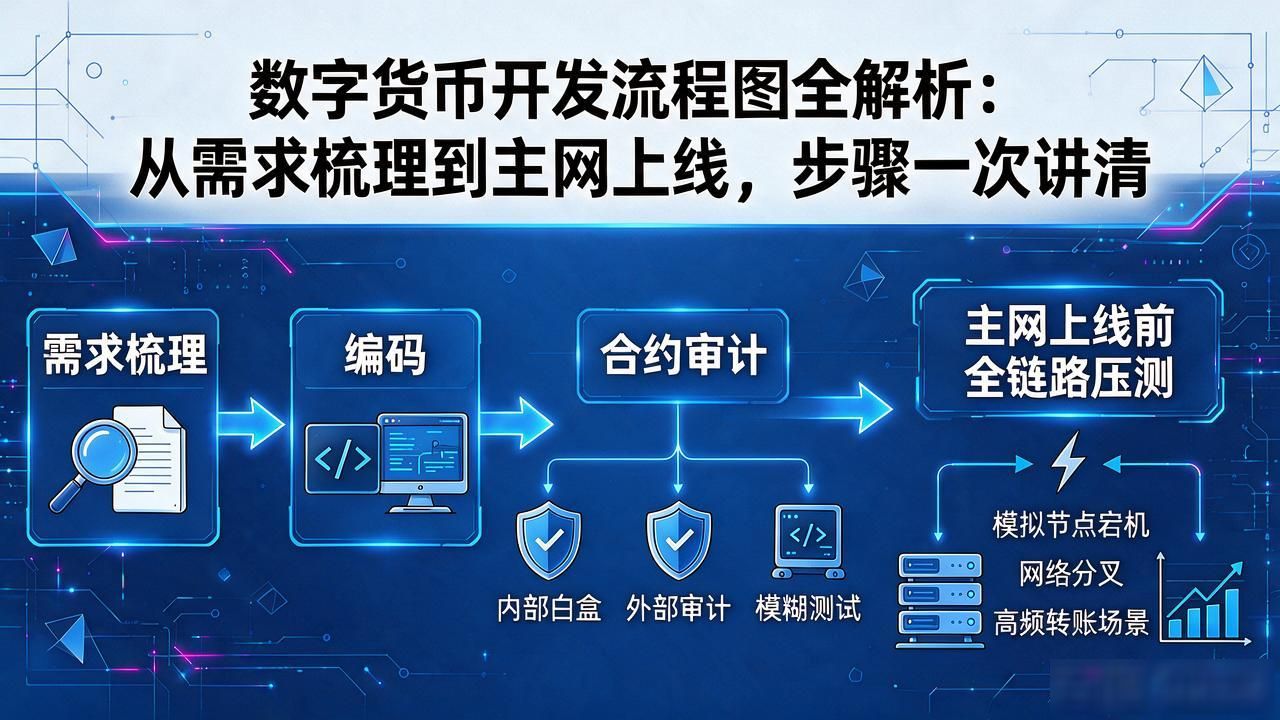 数字货币开发流程图全解析：从需求梳理到主网上线，步骤一次讲清