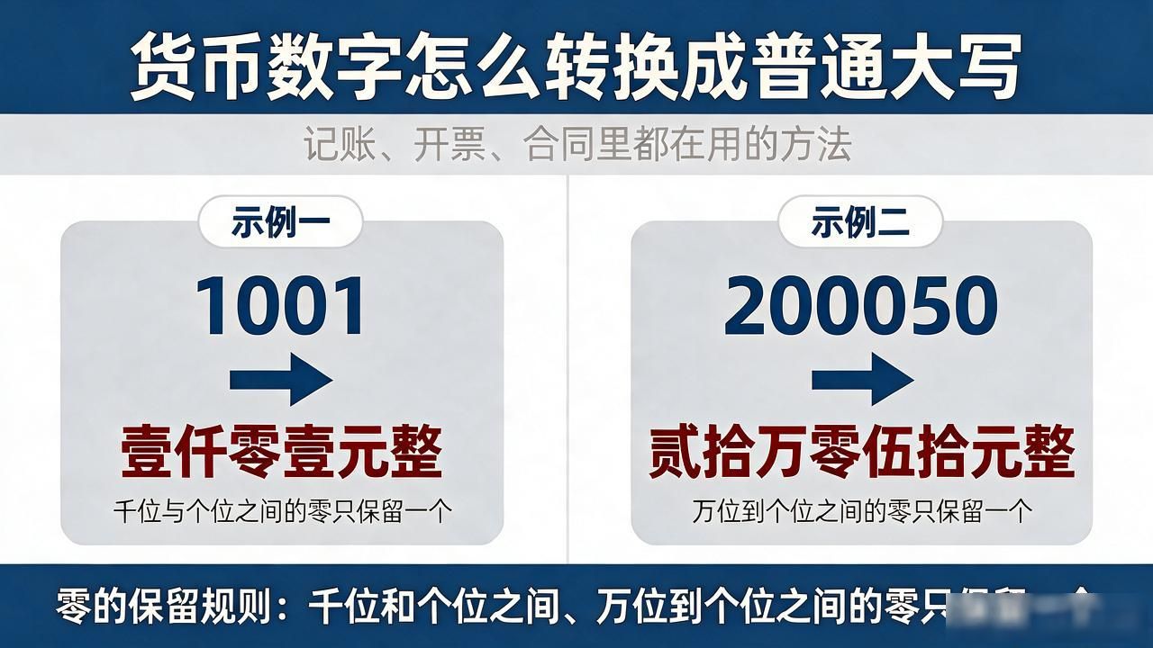 货币数字怎么转换成普通大写,记账开票合同里都在用的方法
